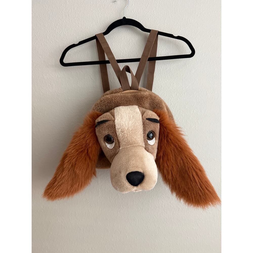 VINTAGE 90s Disney Lady & The Tramp Plush Backpack Bag Fluffy Ears Lady Dog - Picture 4 of 12